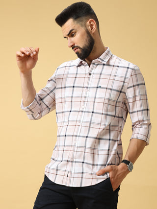 Light Pink With Brown Check Shirt shop online at Estilocus. DETAILS & CARE This pure cotton Checked shirt is a stylish go-to for laidback days. Cut in a comfy regular fit, with a classic button-down front and chest pocket. 100% premium cotton full sleeve