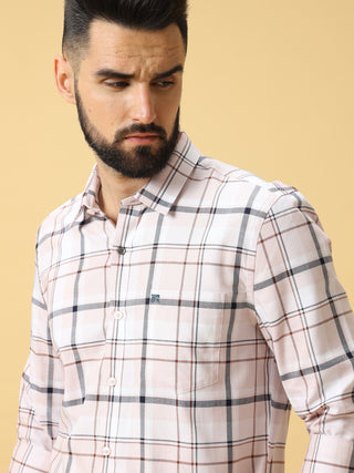 Light Pink With Brown Check Shirt shop online at Estilocus. DETAILS & CARE This pure cotton Checked shirt is a stylish go-to for laidback days. Cut in a comfy regular fit, with a classic button-down front and chest pocket. 100% premium cotton full sleeve