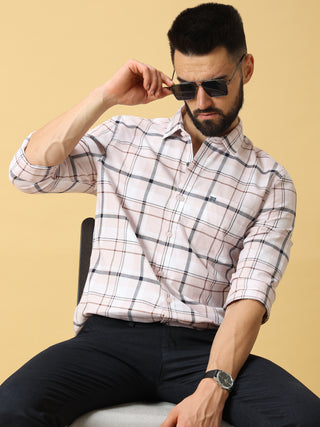 Light Pink With Brown Check Shirt shop online at Estilocus. DETAILS & CARE This pure cotton Checked shirt is a stylish go-to for laidback days. Cut in a comfy regular fit, with a classic button-down front and chest pocket. 100% premium cotton full sleeve