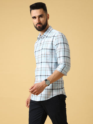 Sea Blue Red White Checks Shirt shop online at Estilocus. DETAILS & CARE This pure cotton Checked shirt is a stylish go-to for laidback days. Cut in a comfy regular fit, with a classic button-down front and chest pocket. 100% premium cotton full sleeve Ch