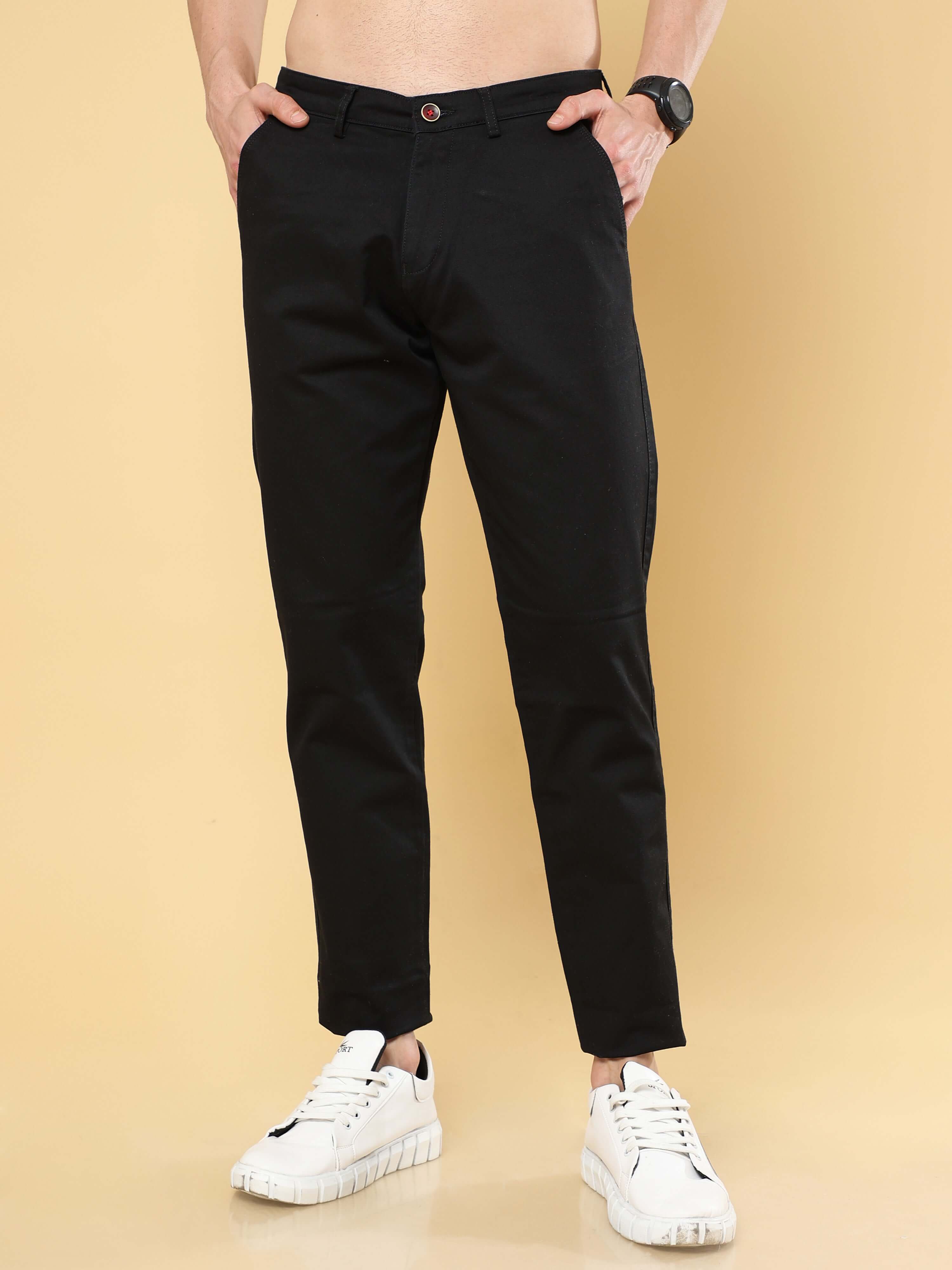 Solid Black Chino Pants