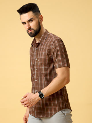 Brown Light Grey Red Check Shirt shop online at Estilocus. DETAILS & CARE This pure cotton Checked shirt is a stylish go-to for laidback days. Cut in a comfy regular fit, with a classic button-down front and chest pocket. 100% premium cotton full sleeve C