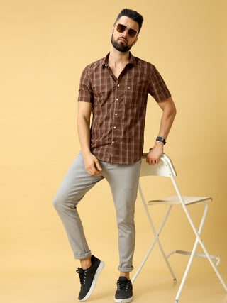 Brown Light Grey Red Check Shirt shop online at Estilocus. DETAILS & CARE This pure cotton Checked shirt is a stylish go-to for laidback days. Cut in a comfy regular fit, with a classic button-down front and chest pocket. 100% premium cotton full sleeve C