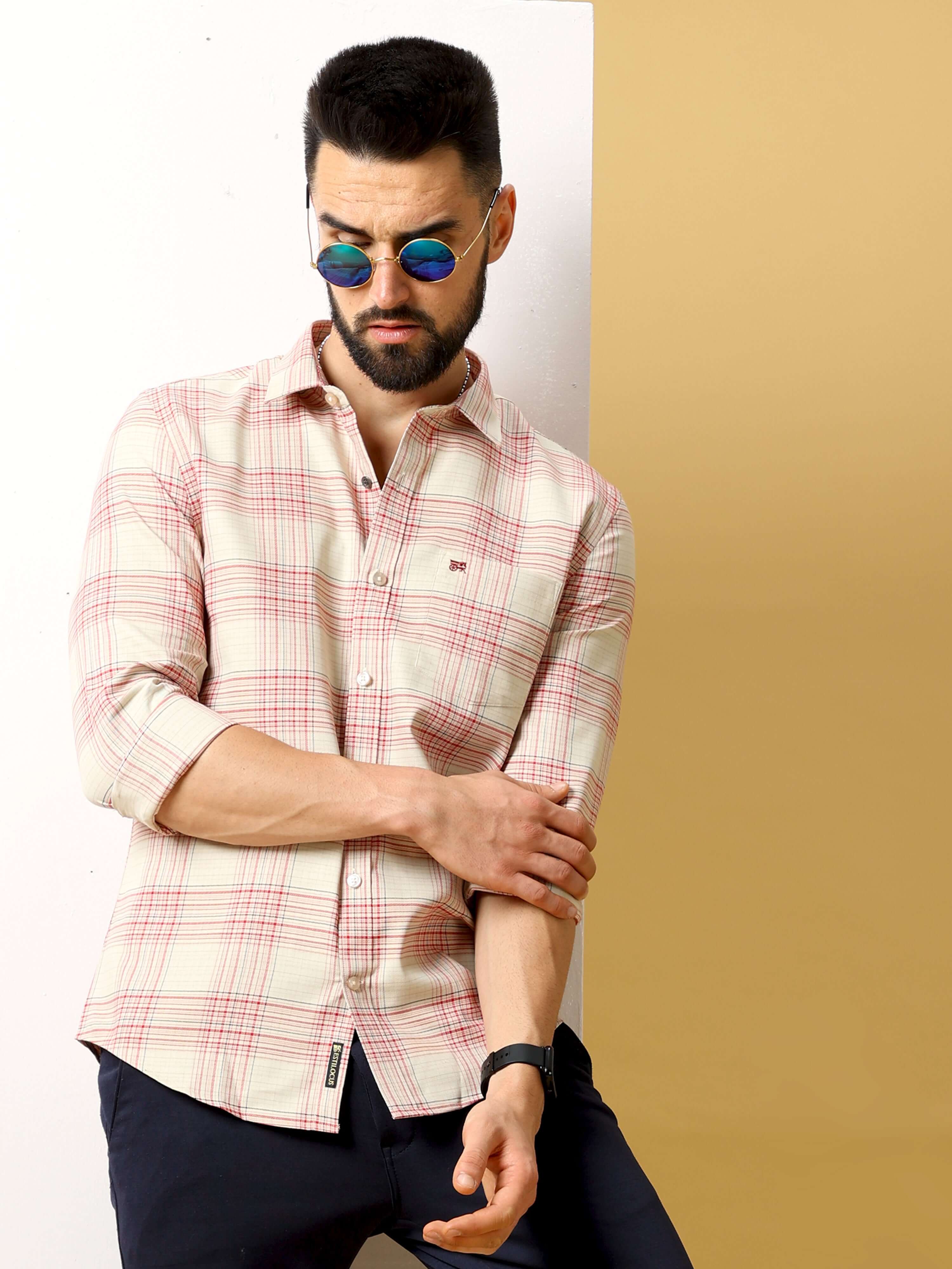 Light Orange Red Check Shirt shop online at Estilocus. DETAILS & CARE This pure cotton Checked shirt is a stylish go-to for laidback days. Cut in a comfy regular fit, with a classic button-down front and chest pocket. 100% premium cotton full sleeve Check