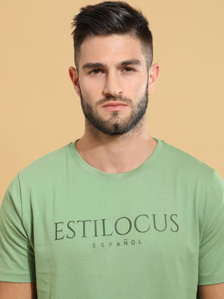 Green Crewneck T-Shirt shop online at Estilocus. This pure cotton printed T-shirt is a stylish go-to for laidback days. Cut in a comfy regular fit. • 100% Cotton knitted interlock 190GSM• Bio washed fabric• Round neck T-shirt • Half sleeve • Suits to wear