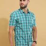 Green Checks Semi Casual Shirt_ Shirt_ estilocus
