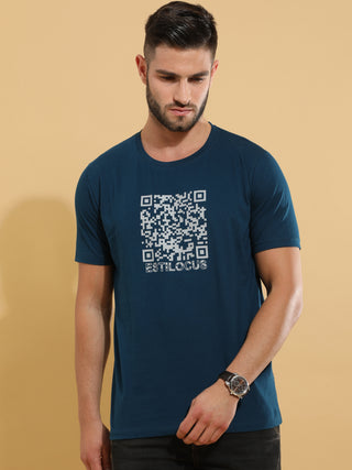 Teal Barcode Crewneck T-Shirt shop online at Estilocus. This pure cotton printed T-shirt is a stylish go-to for laidback days. Cut in a comfy regular fit. • 100% Cotton knitted interlock 190GSM• Bio washed fabric• Round neck T-shirt • Half sleeve • Suits