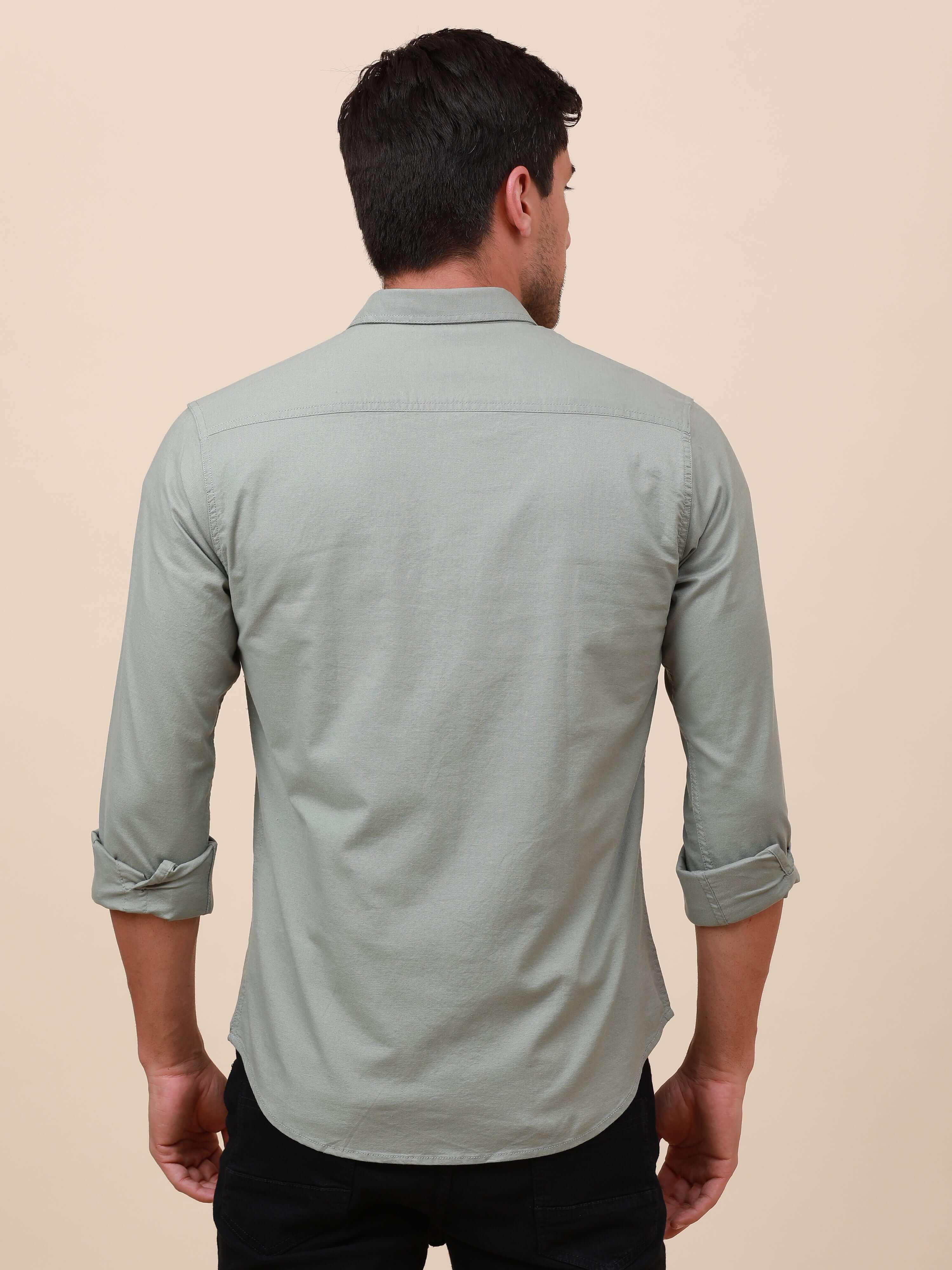 Olive Solid Double 
Pocket Shirt_ CASUAL SHIRT_ estilocus
