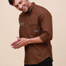 Coffee Brown Solid Double 
Pocket Shirt_ CASUAL SHIRT_ estilocus
