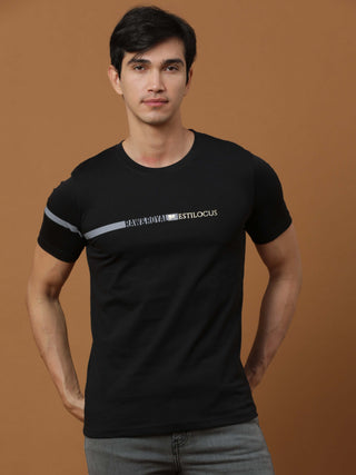 Raw&Royal Black Printed T Shirt shop online at Estilocus. 100% Cotton Designed and printed on knitted fabric. The fabric is stretchy and lightweight, with a soft skin feel and no wrinkles. Crew neck collar which is smooth on the neck and keeps you comfort