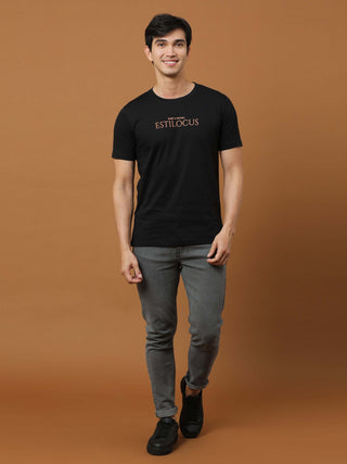 Estilocus Black Printed T Shirt shop online at Estilocus. 100% Cotton Designed and printed on knitted fabric. The fabric is stretchy and lightweight, with a soft skin feel and no wrinkles. Crew neck collar which is smooth on the neck and keeps you comfort