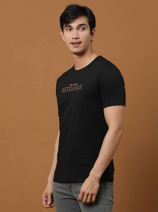 Estilocus Black Printed T Shirt shop online at Estilocus. 100% Cotton Designed and printed on knitted fabric. The fabric is stretchy and lightweight, with a soft skin feel and no wrinkles. Crew neck collar which is smooth on the neck and keeps you comfort