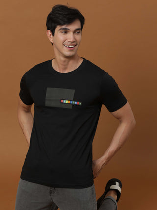 Estilocus Black Crew Neck Printed T Shirt shop online at Estilocus. 100% Cotton Designed and printed on knitted fabric. The fabric is stretchy and lightweight, with a soft skin feel and no wrinkles. Crew neck collar which is smooth on the neck and keeps y