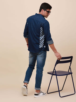 Indigo Denim Double Pocket Shirt shop online at Estilocus. Denim ,Full-sleeve shirt Cut and sew placket. Regular collar Double button edge cuff Double pocket with flap Curved bottom hemline Finest quality print at pocket All Double needle construction, fi