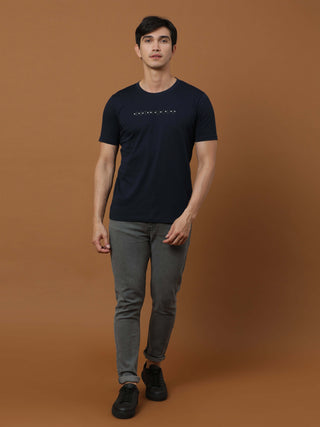 Navy Luminescent Printed T Shirt shop online at Estilocus. 100% Cotton Designed and printed on knitted fabric. The fabric is stretchy and lightweight, with a soft skin feel and no wrinkles. Crew neck collar which is smooth on the neck and keeps you comfor