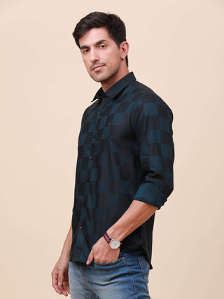 Navy Check Pocketless Shirt shop online at Estilocus. 100% Cotton ,Full-sleeve checks shirt self fold placket Regular collar Double button edge cuff pocketless Curved bottom hemline Finest quality brand embroidery at front placket. All sinlge needle const