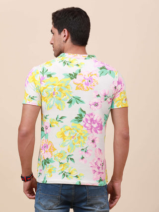 Tropical Print Henley Neck Printed T Shirt shop online at Estilocus. 100% Cotton Designed and printed on knitted fabric. The fabric is stretchy and lightweight, with a soft skin feel and no wrinkles. The Henley collar is smooth on the neck and keeps you c