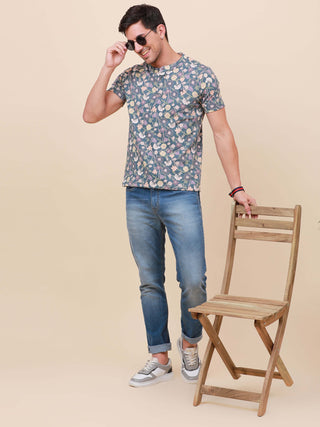 Tropical Print Henley Neck Printed T Shirt shop online at Estilocus. 100% Cotton Designed and printed on knitted fabric. The fabric is stretchy and lightweight, with a soft skin feel and no wrinkles. The Henley collar is smooth on the neck and keeps you c