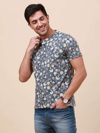 Tropical Print Henley Neck Printed T Shirt shop online at Estilocus. 100% Cotton Designed and printed on knitted fabric. The fabric is stretchy and lightweight, with a soft skin feel and no wrinkles. The Henley collar is smooth on the neck and keeps you c