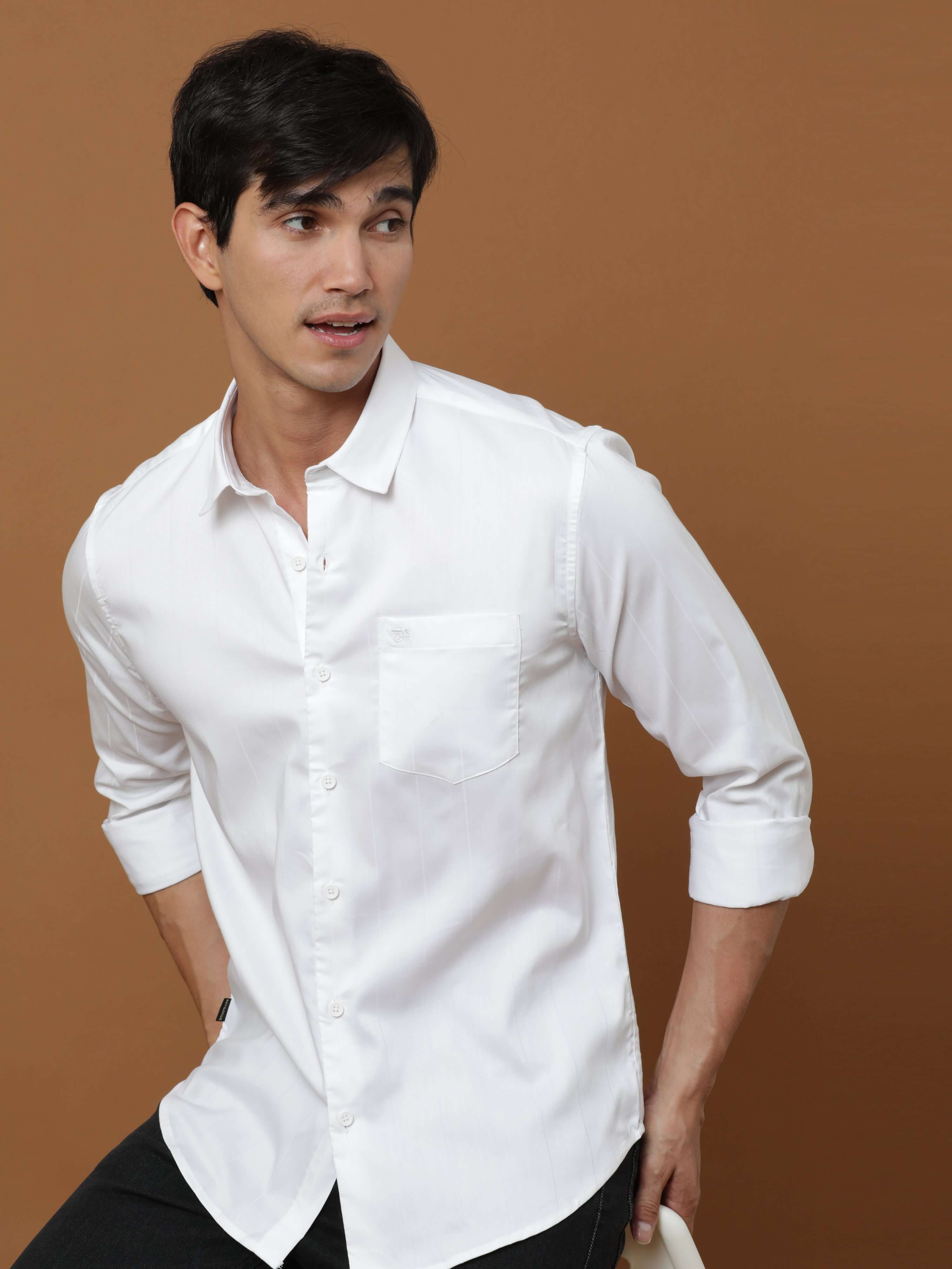 White Stripe Casual Shirt