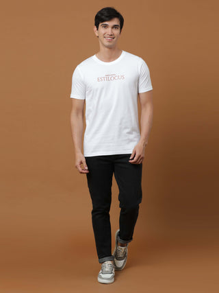 Estilocus White Printed T Shirt shop online at Estilocus. 100% Cotton Designed and printed on knitted fabric. The fabric is stretchy and lightweight, with a soft skin feel and no wrinkles. Crew neck collar which is smooth on the neck and keeps you comfort