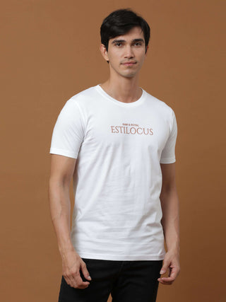 Estilocus White Printed T Shirt shop online at Estilocus. 100% Cotton Designed and printed on knitted fabric. The fabric is stretchy and lightweight, with a soft skin feel and no wrinkles. Crew neck collar which is smooth on the neck and keeps you comfort