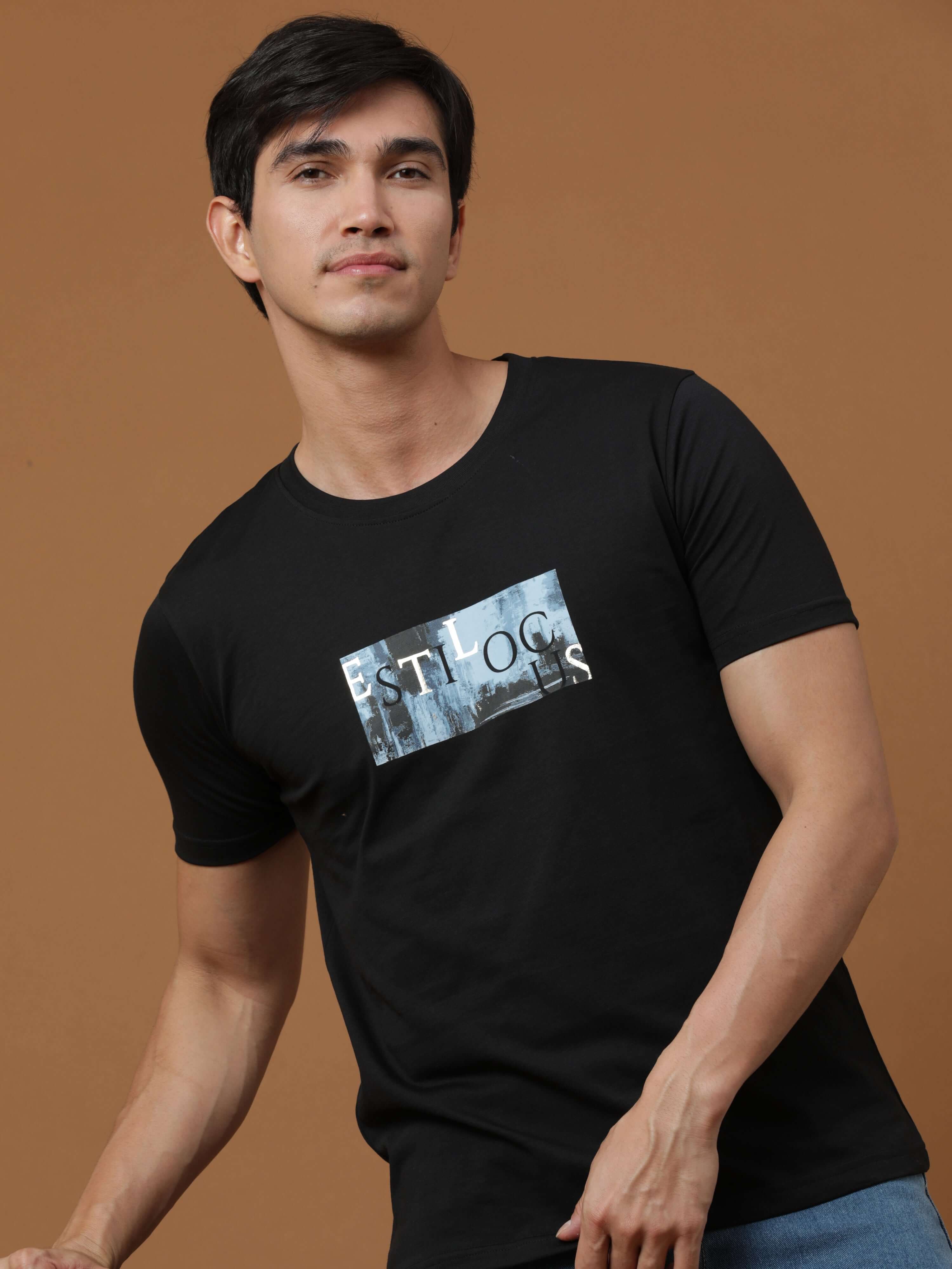 Vintage Black Printed T Shirt shop online at Estilocus. 100% Cotton Designed and printed on knitted fabric. The fabric is stretchy and lightweight, with a soft skin feel and no wrinkles. Crew neck collar which is smooth on the neck and keeps you comfortab