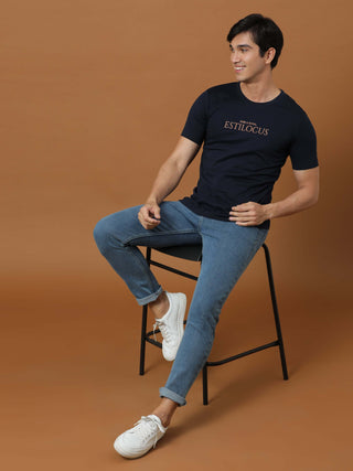 Estilocus Navy Printed T Shirt shop online at Estilocus. 100% Cotton Designed and printed on knitted fabric. The fabric is stretchy and lightweight, with a soft skin feel and no wrinkles. Crew neck collar which is smooth on the neck and keeps you comforta