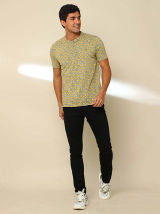 Blossom Floral Henley Neck T Shirt shop online at Estilocus. 100% Cotton Designed and printed on knitted fabric. The fabric is stretchy and lightweight, with a soft skin feel and no wrinkles. The Henley collar is smooth on the neck and keeps you comfortab