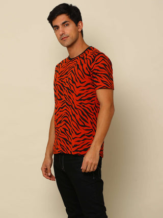 Red Tiger Crew Neck Printed T Shirt shop online at Estilocus. 100% Cotton Designed and printed on knitted fabric. The fabric is stretchy and lightweight, with a soft skin feel and no wrinkles. Flat collar is smooth on the neck and keeps you comfortable al