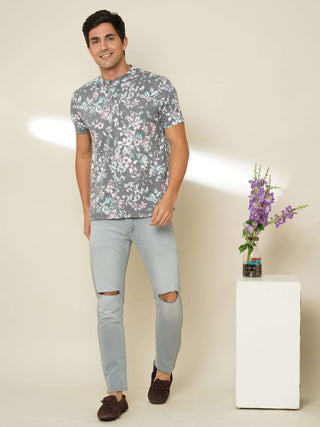 Floral Garden Henley Neck T Shirt shop online at Estilocus. 100% Cotton Designed and printed on knitted fabric. The fabric is stretchy and lightweight, with a soft skin feel and no wrinkles. The Henley collar is smooth on the neck and keeps you comfortabl