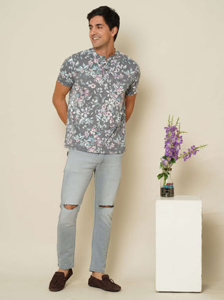 Floral Garden Henley Neck T Shirt shop online at Estilocus. 100% Cotton Designed and printed on knitted fabric. The fabric is stretchy and lightweight, with a soft skin feel and no wrinkles. The Henley collar is smooth on the neck and keeps you comfortabl