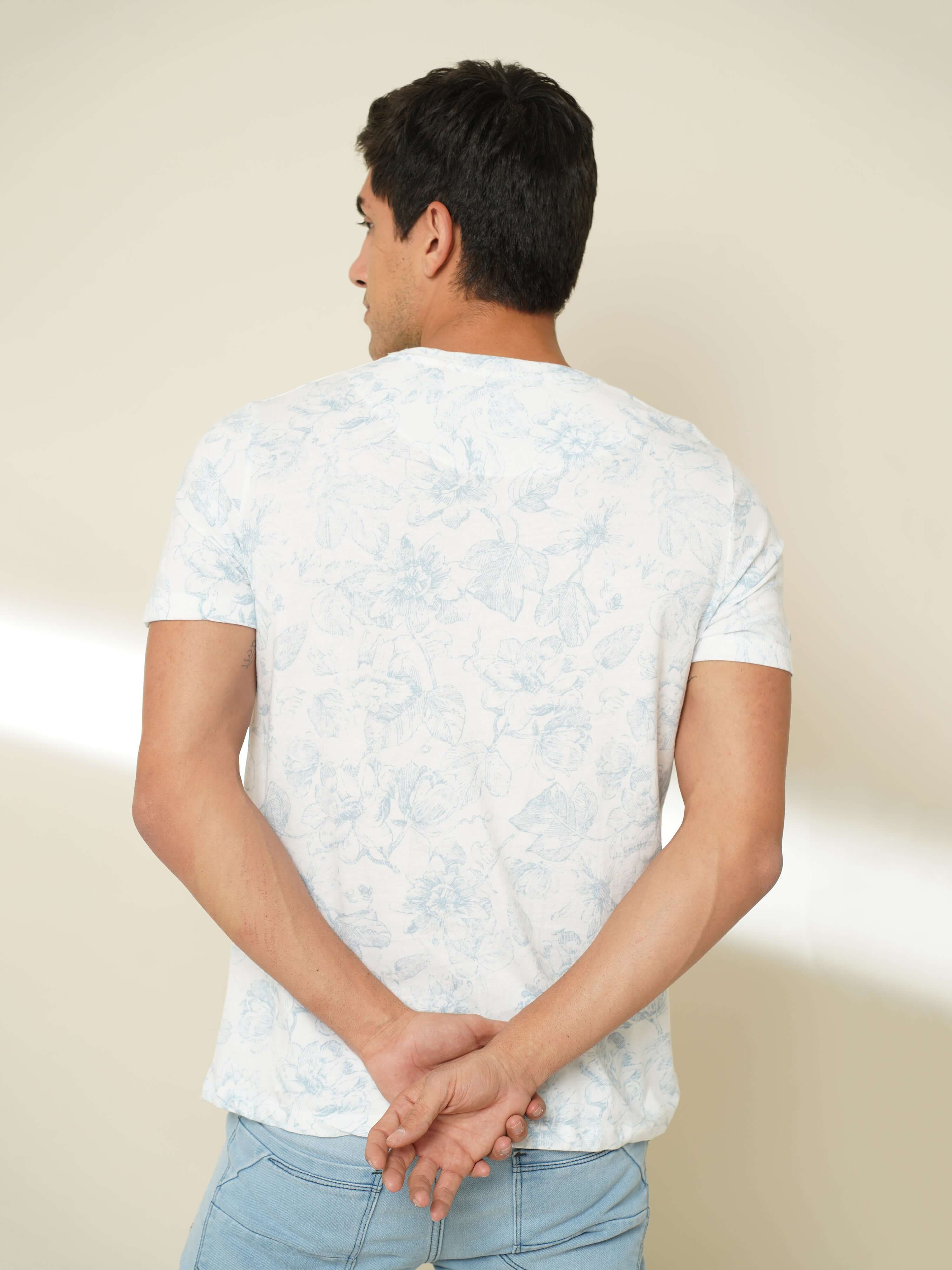 Snow Floral Crew Neck T Shirt