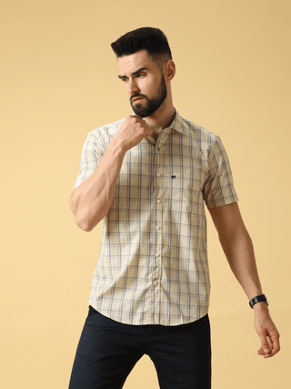 Light Cream Navy And Blue Check Shirt shop online at Estilocus. DETAILS & CARE This pure cotton Checked shirt is a stylish go-to for laidback days. Cut in a comfy regular fit, with a classic button-down front and chest pocket. 100% premium cotton full sle