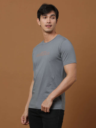 Estilocus Gunmetal Grey Printed T Shirt - model_poseposition_of_shirtporduct_type