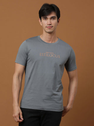 Estilocus Gunmetal Grey Printed T Shirt - model_poseposition_of_shirtporduct_type