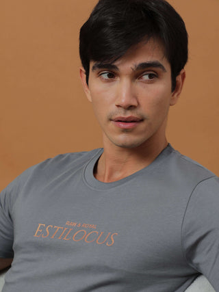 Estilocus Gunmetal Grey Printed T Shirt - model_poseposition_of_shirtporduct_type