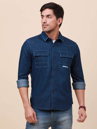 Midnight Black Frontier Classic Denim Shirt - model_poseposition_of_shirtporduct_type